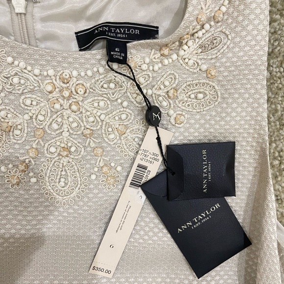 NWT Ann Taylor sleeveless beaded metallic wool/silk dress above the knee size 6 - Picture 13 of 13